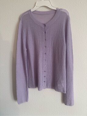 Soft Lavender Sheer Alpaca Wool Sweater Cardigan